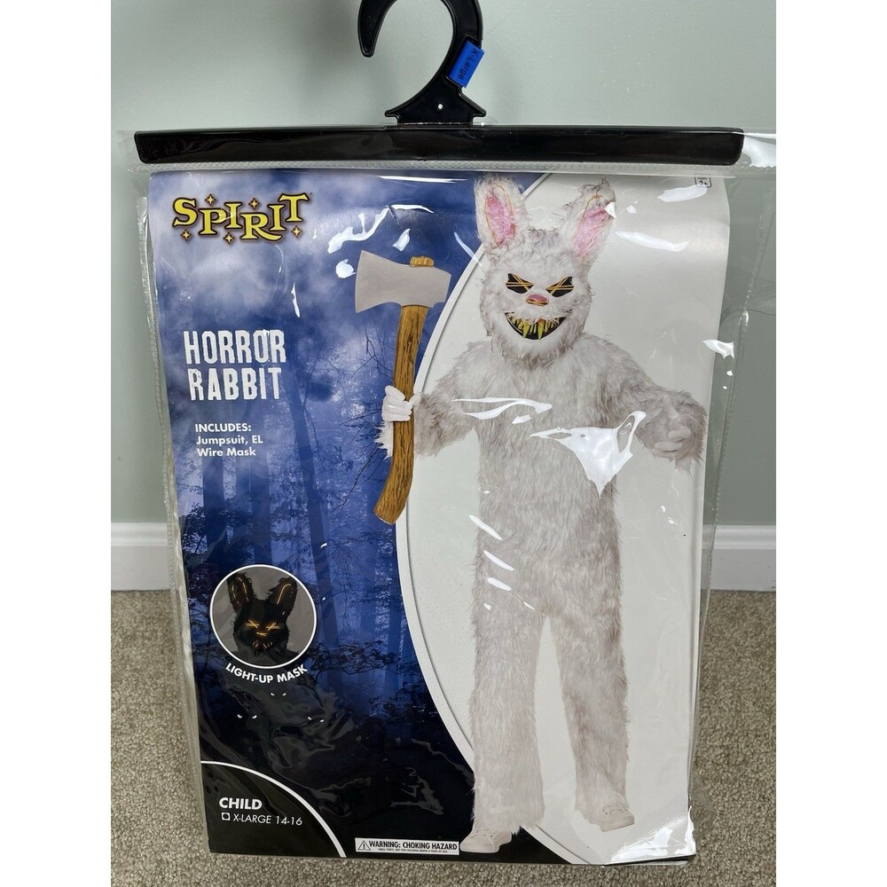 Spirit Halloween Horror Rabbit Costume Child XL 14-16 with Mask Evil Bunny